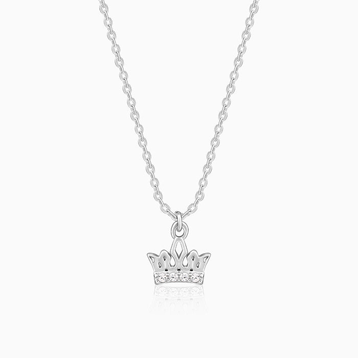 Silver Crown Delight Pendant With Link Chain – GIVA
