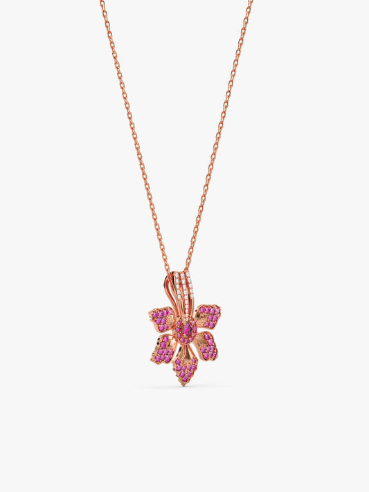 Rose Gold Rani Ebony Pendant with Link Chain
