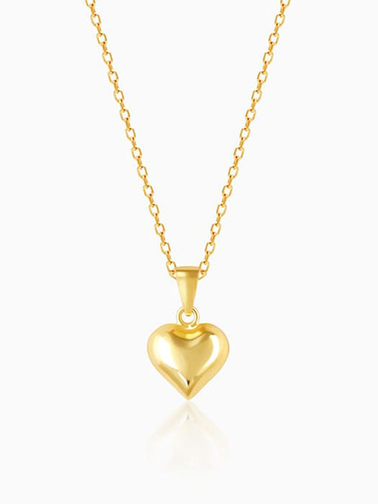 Golden Classic Heart Pendant with Link Chain