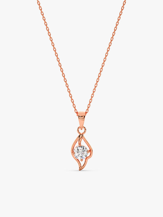 Rose Gold Falling Dew Pendant With Link Chain