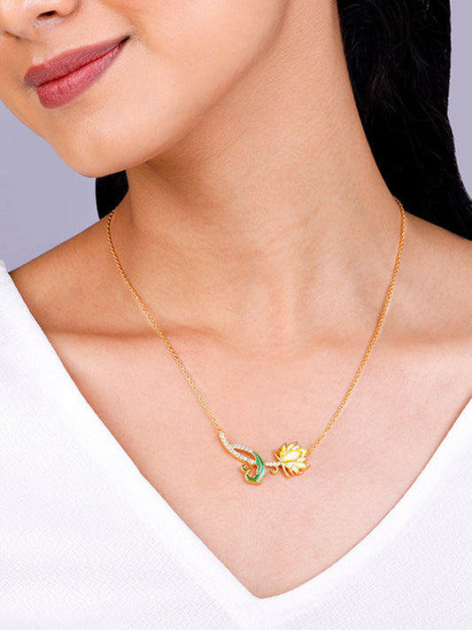 Golden Brilliant Brahma Kamal Necklace