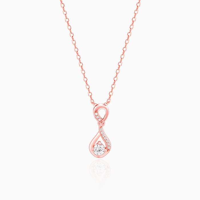 Rose Gold Zircon Twist Pendant With Link Chain – GIVA