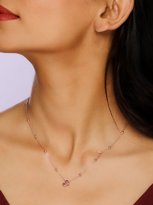 Rose Gold Crimson Heart Necklace
