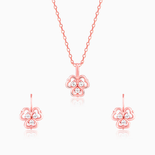 Rose Gold Three Leaf Clover Set