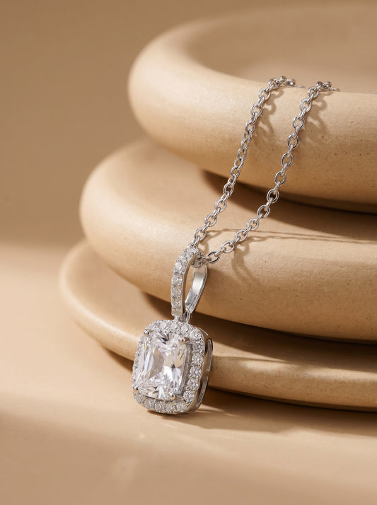 Silver Vesper Pendant With Link Chain