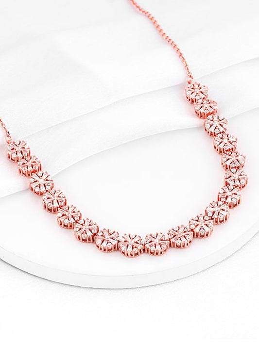Rose Gold Studded Flower Necklace