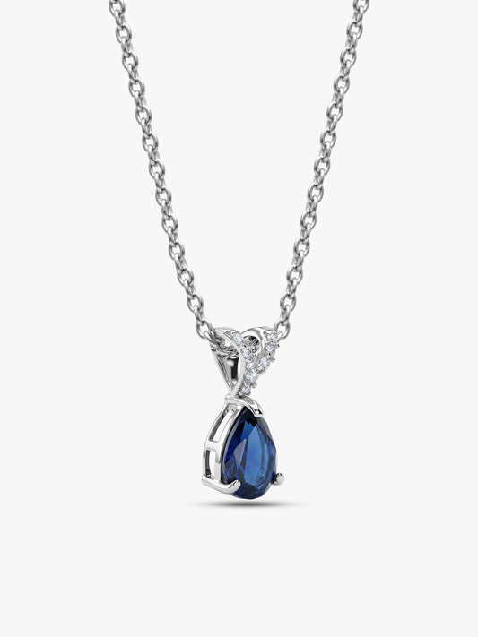 Silver Midnight Blue Pendant With Link Chain