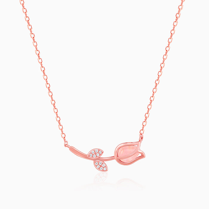 Rose Gold Pink Quartz Flower Necklace – GIVA - Main Image