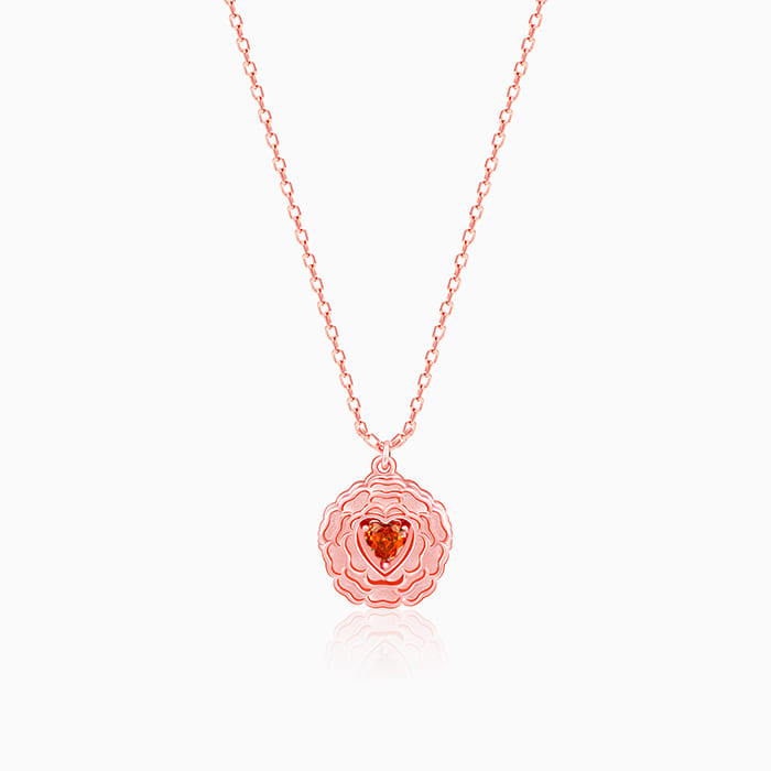 Rose Gold I Love You Floral Pendant With Link Chain