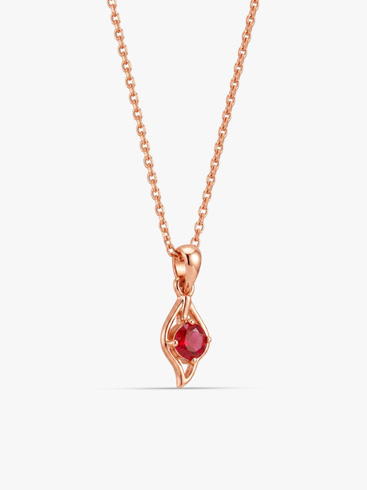 Rose Gold Falling Dew in Red Pendant With Link Chain