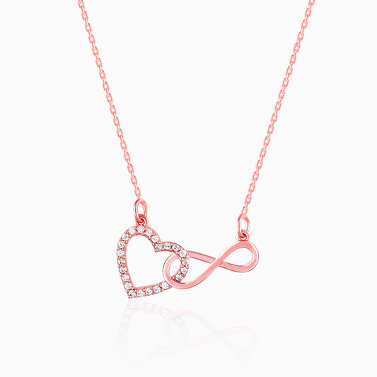 Rose Gold Sparkling Infinity Pendant with Link Chain