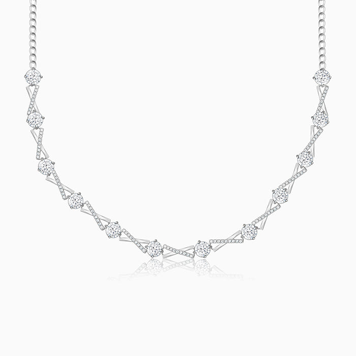 Silver Zircon Excess Necklace - Main Image