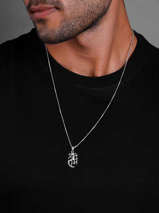 Silver Shree Ram Pendant with Link Chain For Him