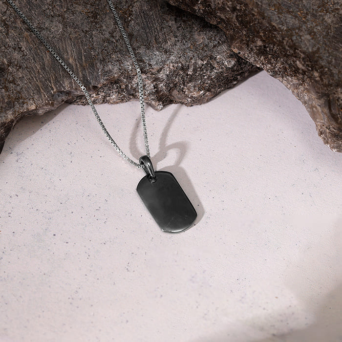 Black Rhodium Aegis Amulet Pendant with Box Chain For Him