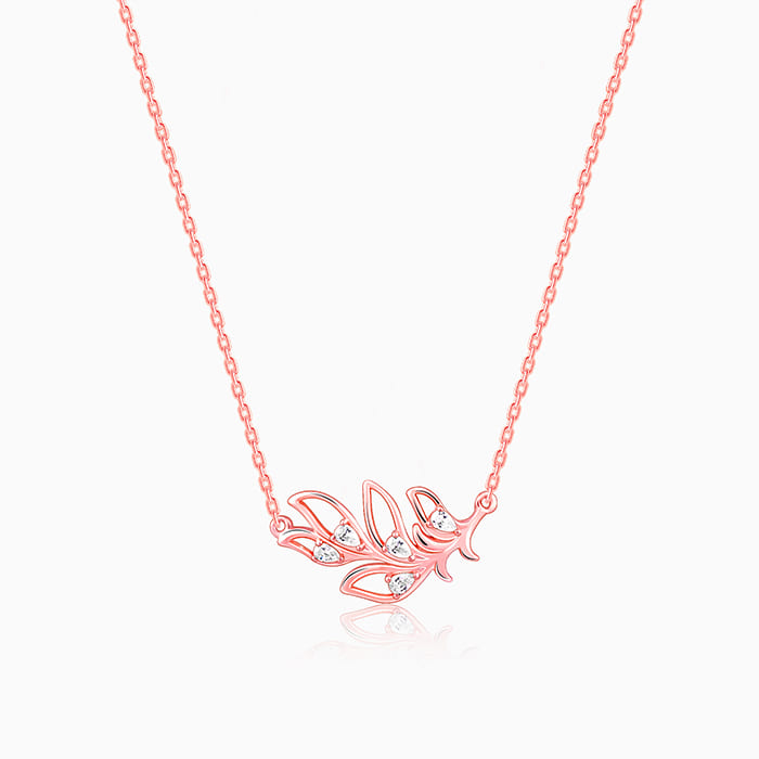 925 Silver Rose Gold Mor Pankh Necklace | Trendy Necklaces For