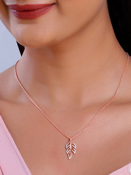 Rose Gold Komal Pankh Pendant With Link Chain