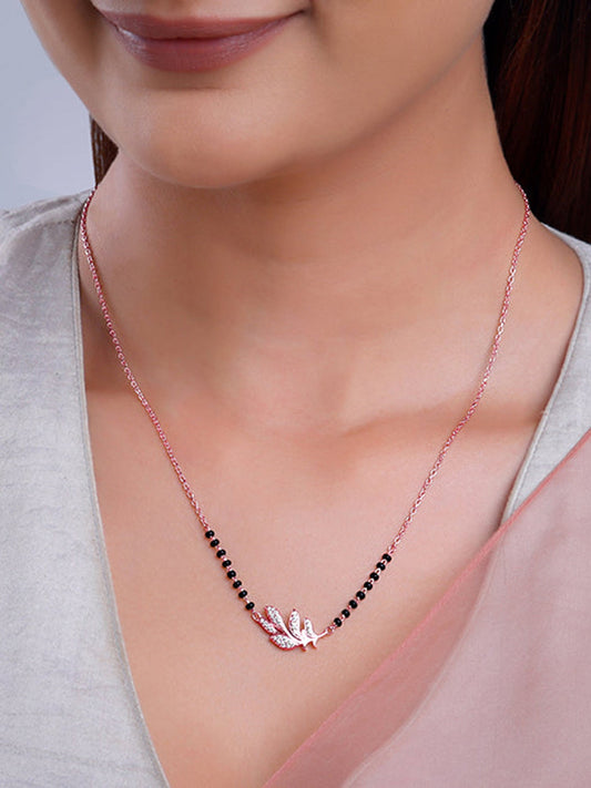 Rose Gold Peacock Feather Mangalsutra