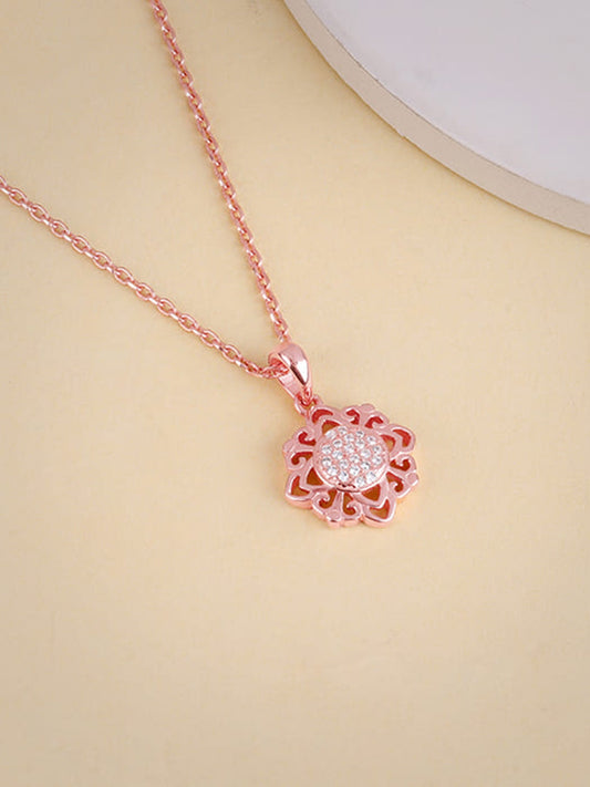 Rose Gold Bloomie Pendant With Link Chain