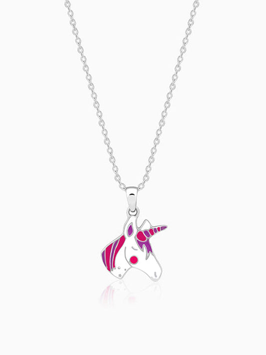 Silver Fairy Unicorn Kids Pendant With Link Chain
