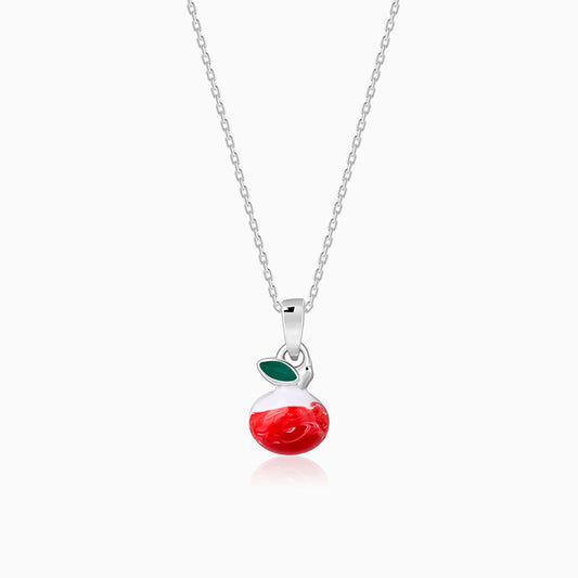 Silver Tri Colour Cherry Pendant With Link Chain