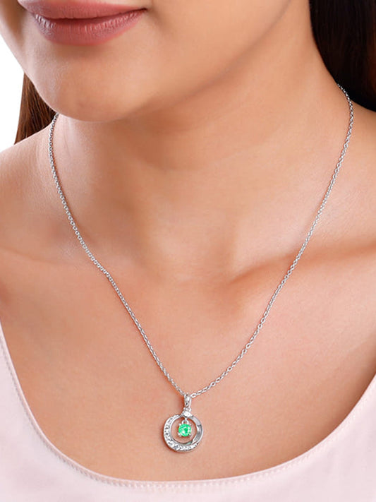 Silver Prettified Pendant With Link Chain