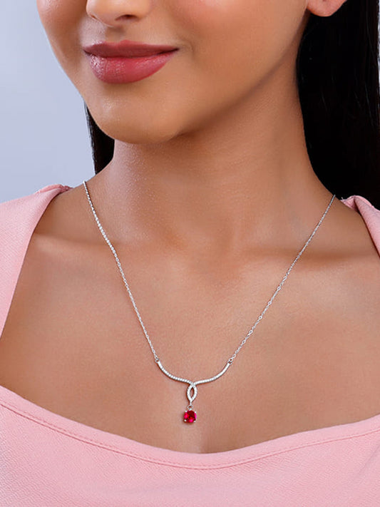 Silver Red Rebel Necklace