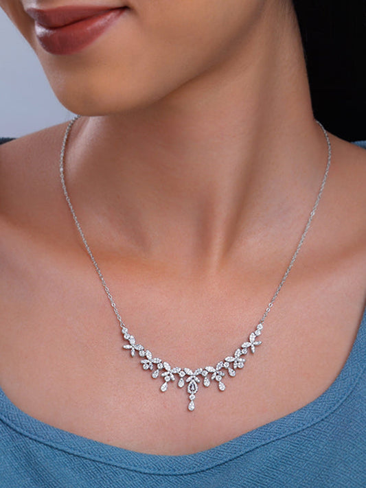 Silver Glamorous Sparkle Necklace