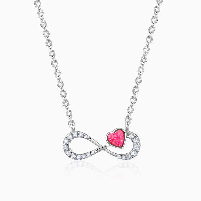 Silver Infinity Necklace with Pink Opal – GIVA
