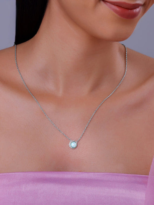 Silver Opal Moon Necklace