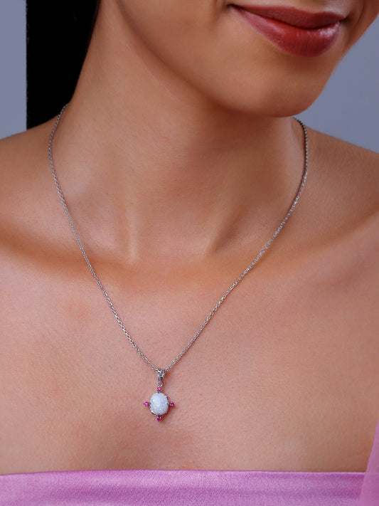 Silver Opal Dreams Pendant With Link Chain