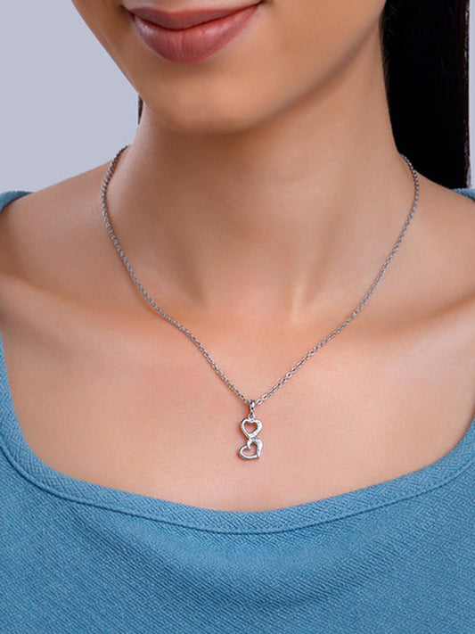 Silver All Hearts Pendant With Link Chain