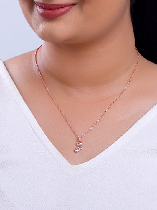 Rose Gold Cherished Sparkle Pendant With Link Chain