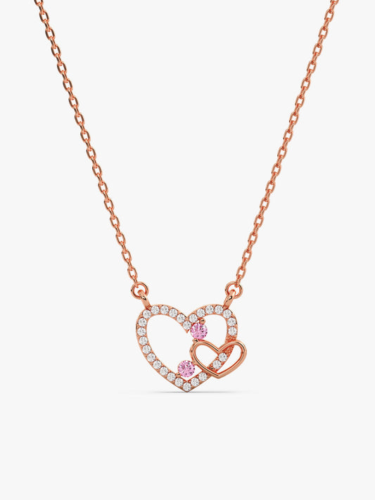 Rose Gold Double the Love Pendant with Link Chain