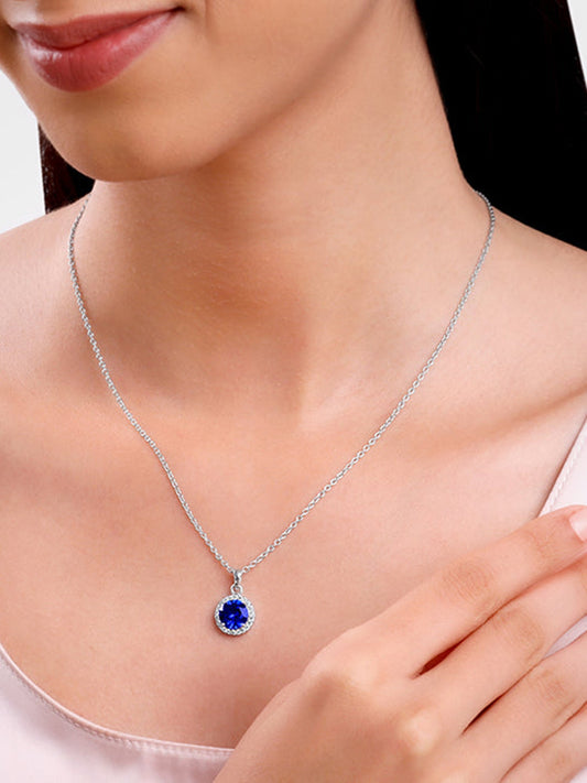Silver Cobalt Dreams Pendant With Link Chain