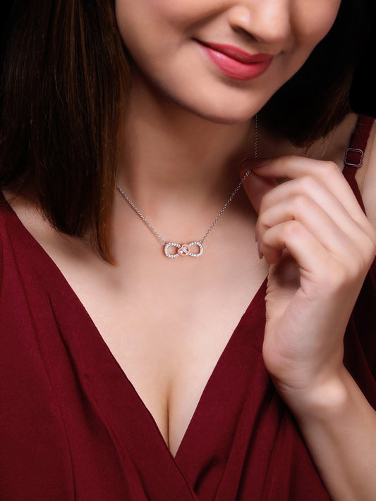 Rose Gold Studded Infinity Heart Pendant