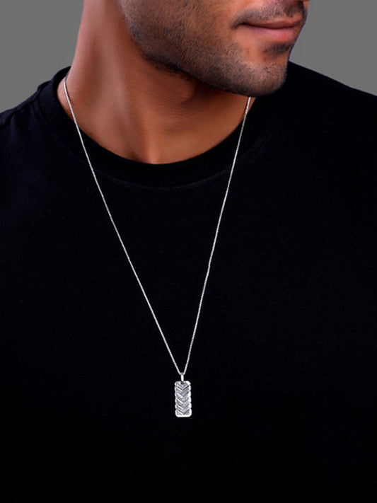 Oxidised Silver Retro Pendant With Box Chain