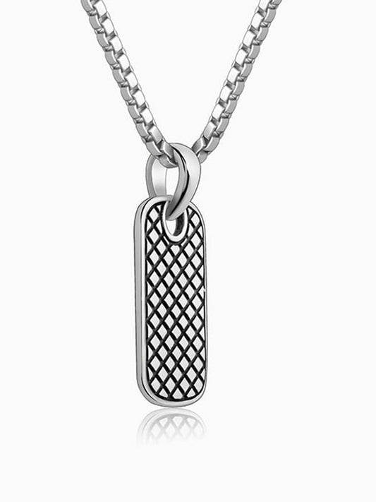 Oxidised Silver Confident Pendant With Box Chain For Him