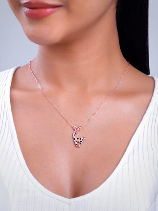 Rose Gold Giraffe Pendant With Link Chain