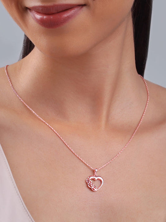 Rose Gold All Hearts Pendant With Link Chain