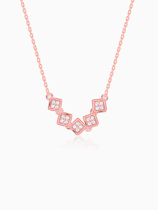 Rose Gold Classy Cube Pendant With Link Chain