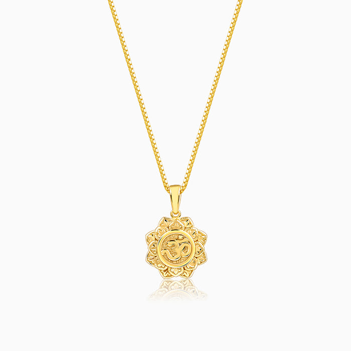 Golden Unique Om Pendant With Link Chain