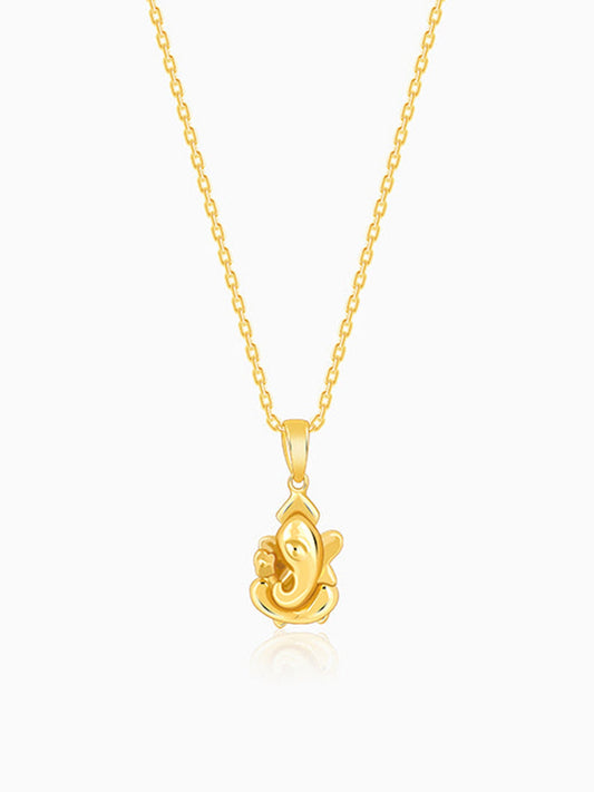 Golden Ganapati Pendant With Link Chain