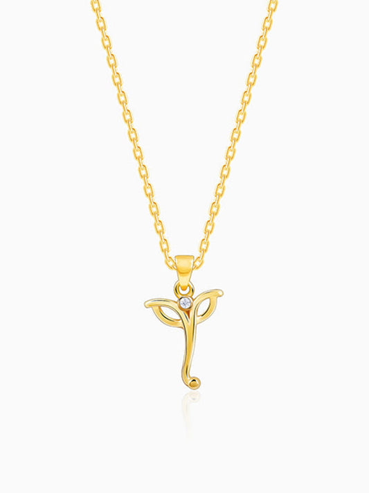 Golden Ganesha Trunk Pendant With Link Chain