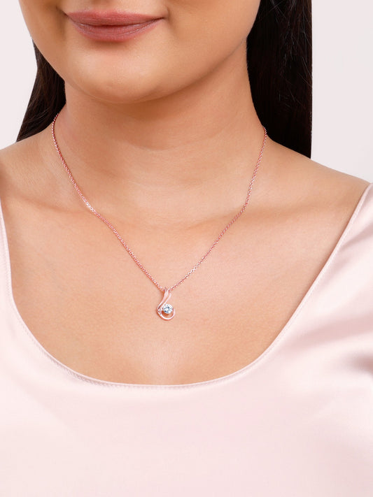 Rose Gold Classic Swirl Pendant With Link Chain