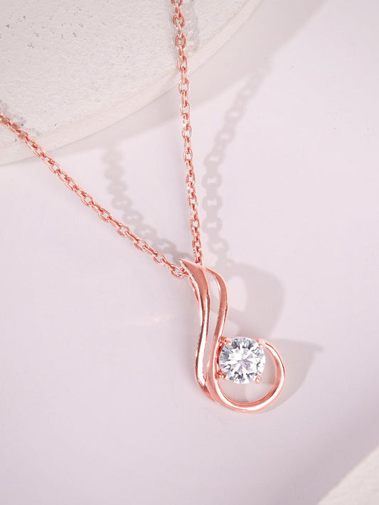 Rose Gold Classic Swirl Pendant With Link Chain