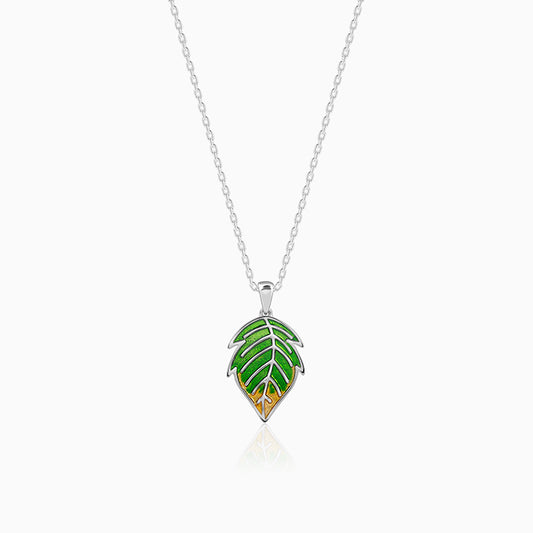 Silver Heavenly Leaf Pendant With Link Chain