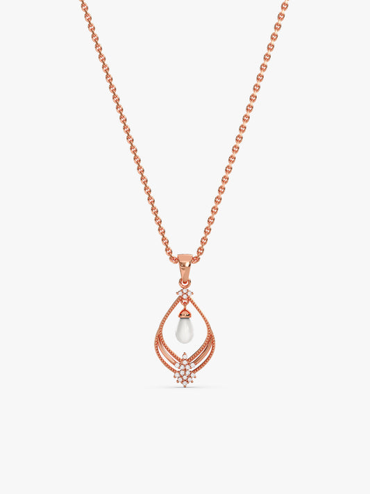 Rose Gold Princess Pearl Pendant With Link Chain