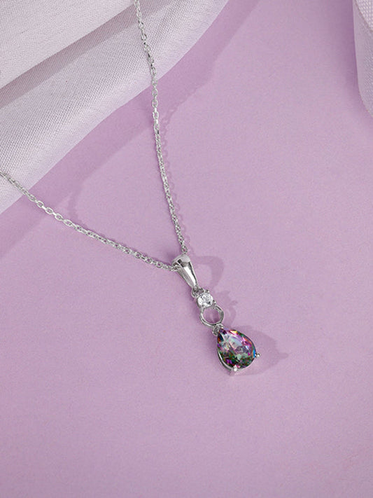 Silver Mystic Topaz Pendant With Link Chain