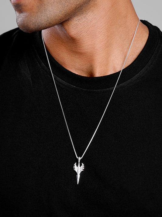 Oxidised Silver Phantom Edge Pendant With Box Chain For Him