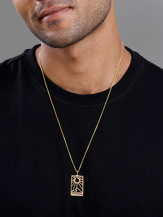 Golden Dawn Pendant With Box Chain For Him